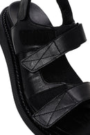 Women's Black Strappy Leather Comfort Sandals | Derimod