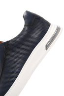 Men's Navy Blue Lace-up Thick-Sole Leather Sneaker | Derimod