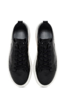 Men's Black Lace-up Thick-Sole Leather Sneaker | Derimod