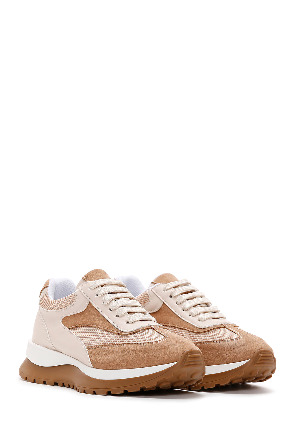 Kadın Bej Süet Detaylı Sneaker