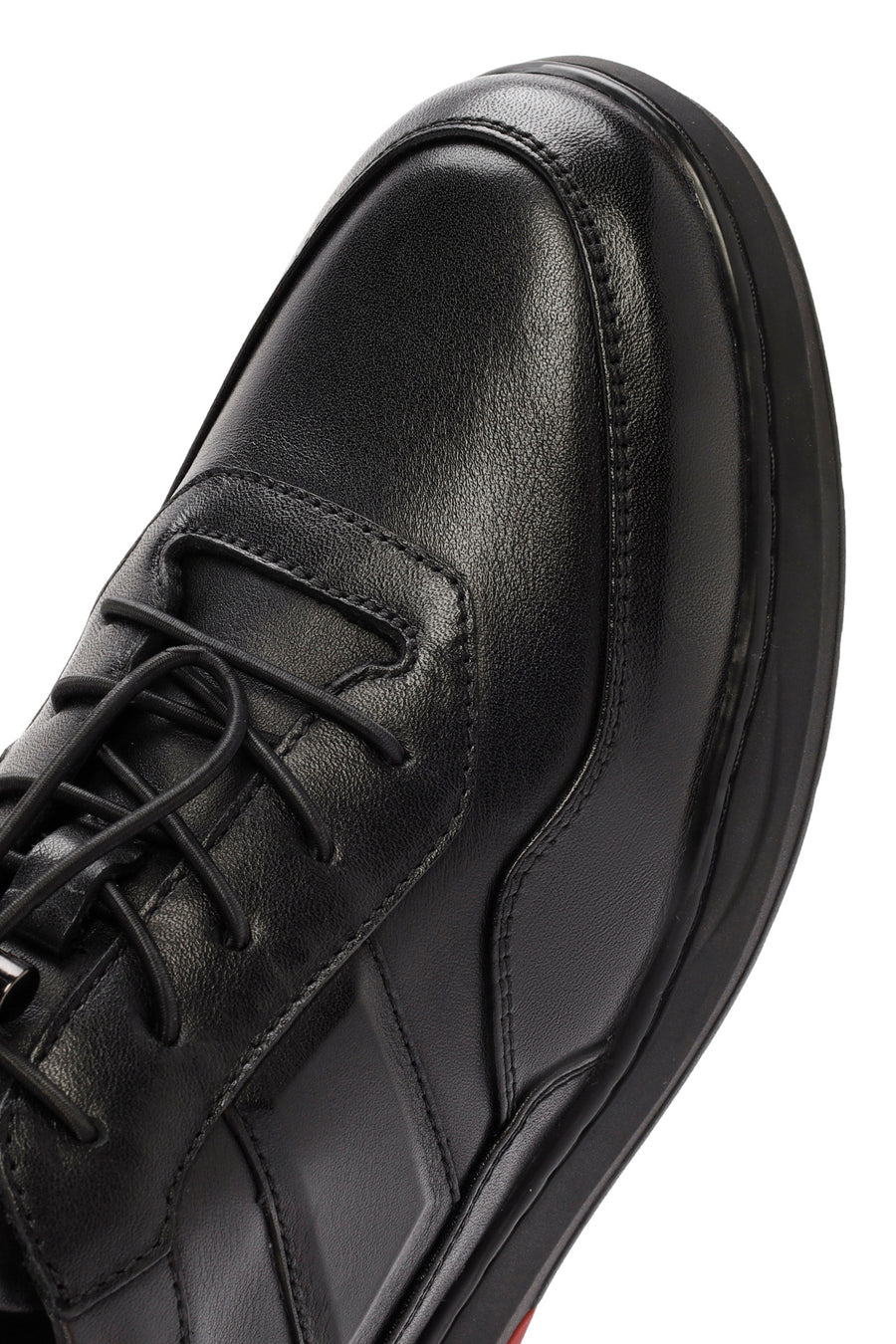 Men's Black Lace-up Leather Sneaker