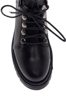 Women's Black Leather Buckle Thick Soled Boots | Derimod