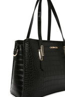 Woman Black Long-Strap Crocodile-Embossed Shoulder Bag | Derimod