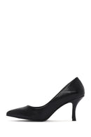 Women's Black Thin Heeled Leather Stiletto | Derimod