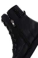 Women's Black Leather Stone Boots | Derimod