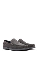 Derimod Fly Men's Gray Suede Leather Loafer | Derimod