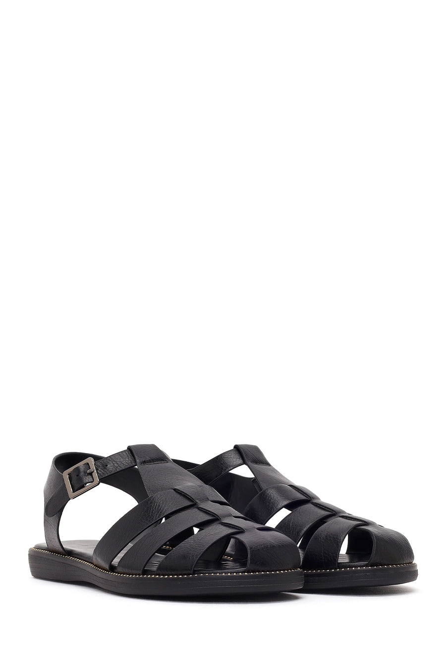 Women's Black Ankle Buckle Sandals