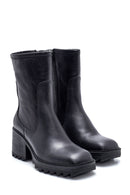 Women's Leather Zippered Heeled Boots | Derimod