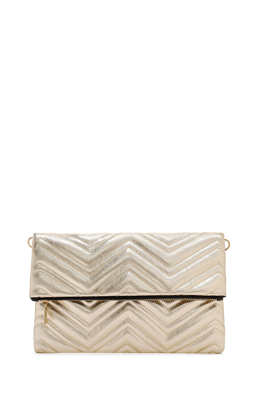 Women's Gold Long Chain Strap Quilted Clutch Bag