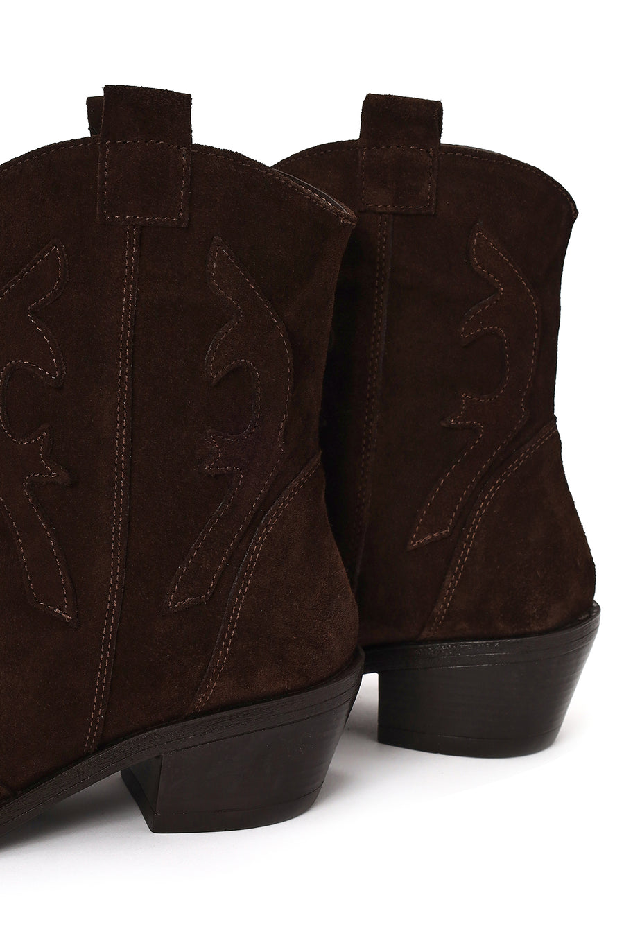 Woman Brown Chunky Heeled Suede Leather Cowboy Boots