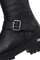 Harley Davidson Women's Black Trouble Zippered Leather Boots | Derimod