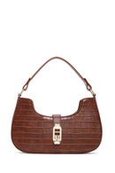 Women's Brown Long Strap Crocodile Patterned Handbag | Derimod