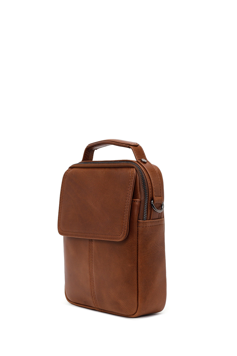 Male Brown Long Strap Leather Handbag