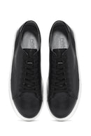 Men's Black Lace-up Thick-Sole Leather Sneaker | Derimod