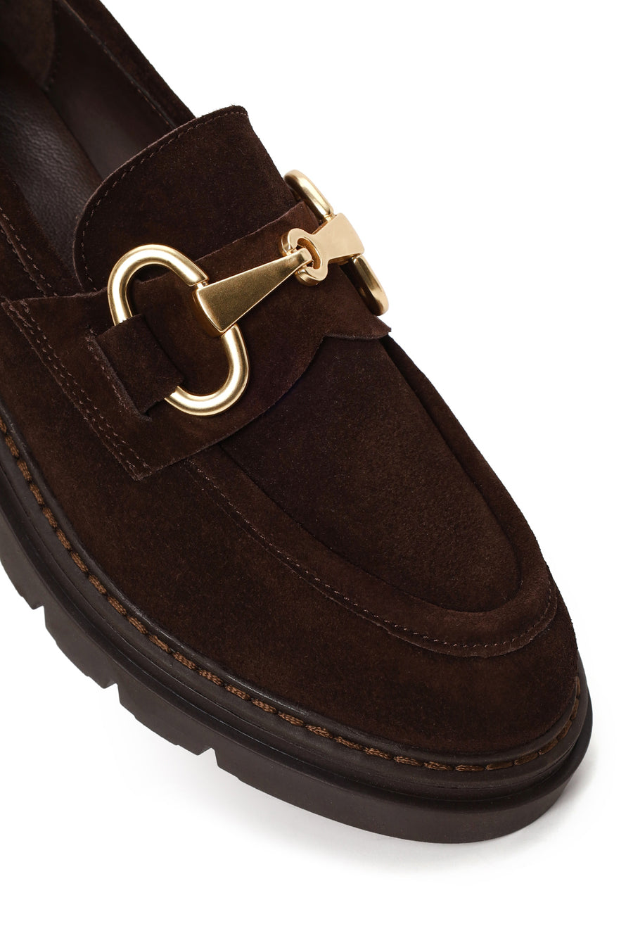Woman Brown Buckled Suede Masculine Loafer