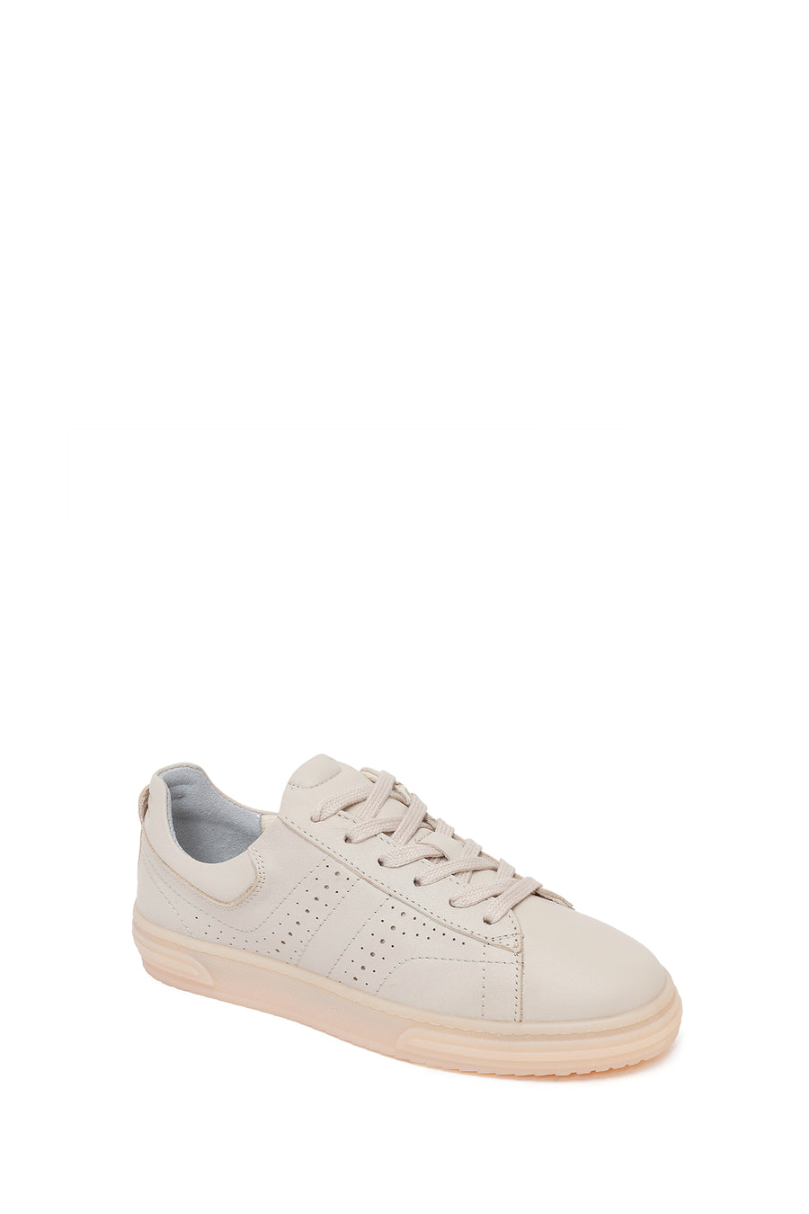 Woman Cream Lace-up Leather Sneaker