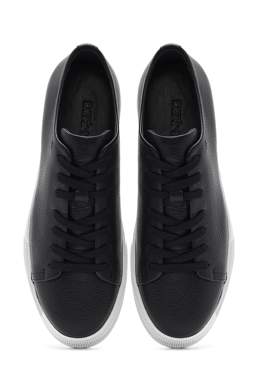 Erkek Siyah Bağcıklı Deri Sneaker