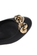 Women's Black Leather Buckled Ballerinas | Derimod