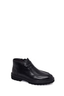 Male Black Zip Closure Lace-Up Leather Casual Boots | Derimod