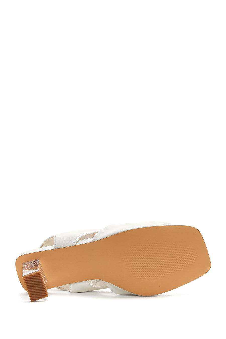 Women's White Transparent Thick Heel Sandals