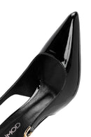 Women's Black Open Back Thin Heel Patent Leather Shoes | Derimod