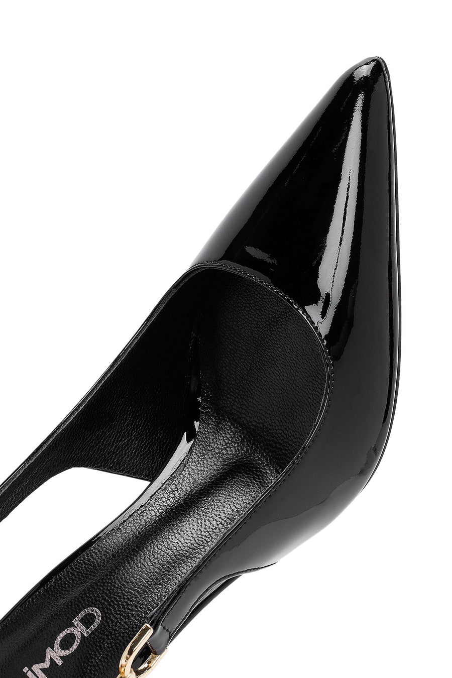 Women's Black Open Back Thin Heel Patent Leather Shoes