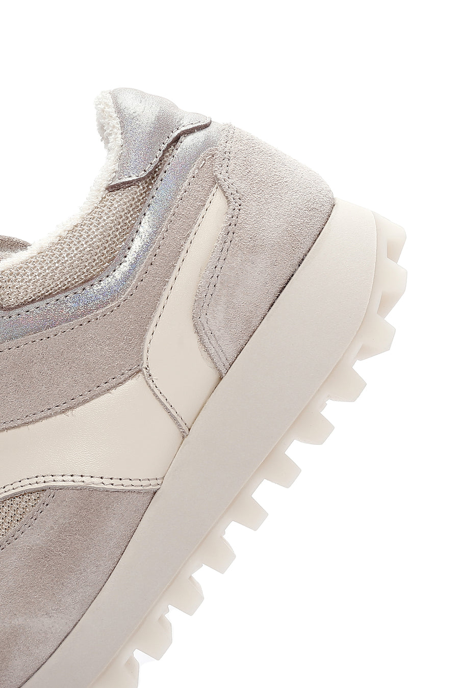 Women's Beige Thick Soled Leather Sneaker