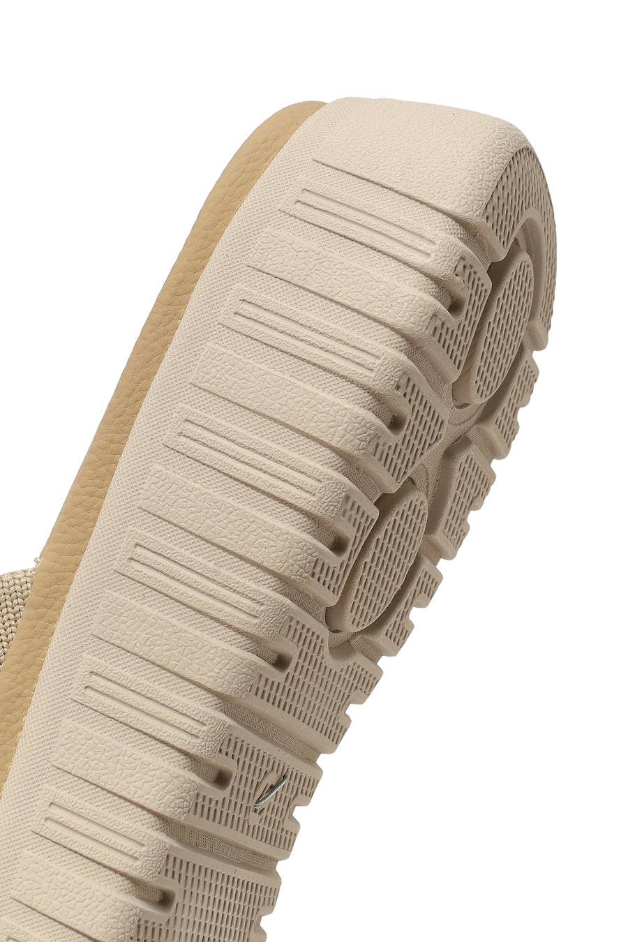 Woman Beige Thick-Soled Patterned Comfort Slippers