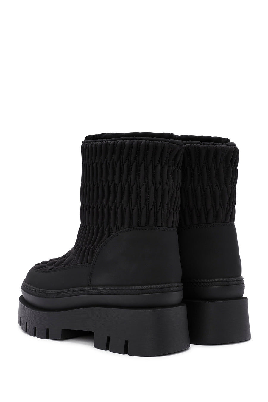 Women's Black Thick Soled Fabric Boots