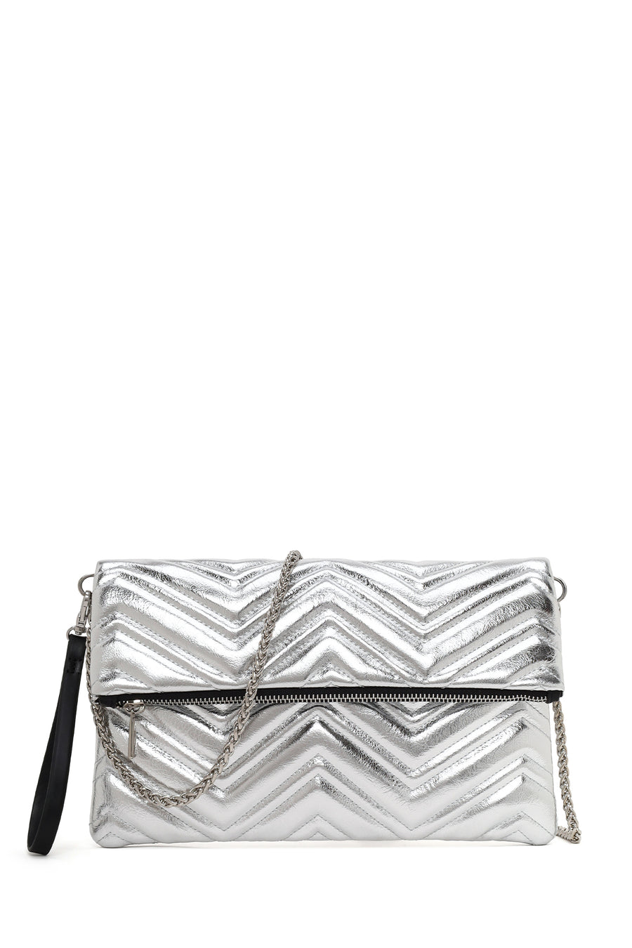 Woman Silver Chain-Strap Quilted Clutch Bag 26SBD2211KP | Derimod