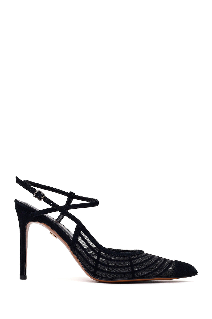 Woman Black Ankle-Buckle High Slim-Heel Leather Shoes 26PFD100114 | Derimod