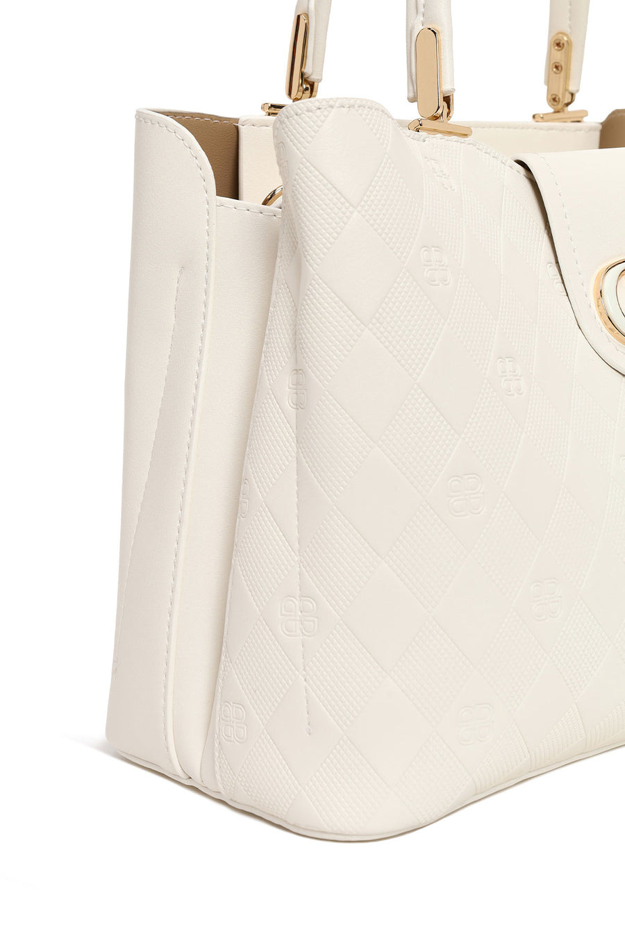 Woman White Long Strap Patterned Shoulder Bag
