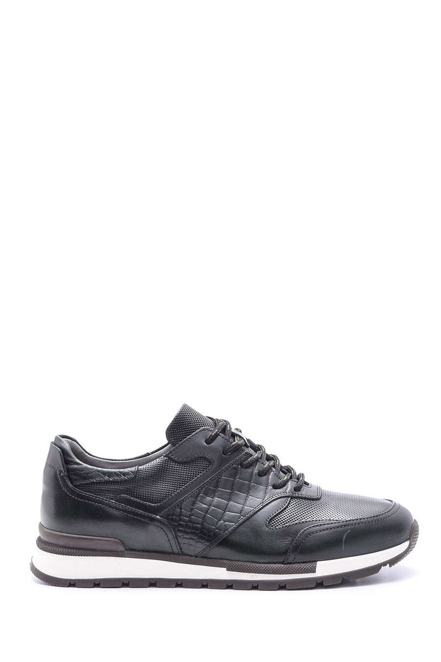 Men's Crocodile Detailed Leather Sneaker 19WFD306014 | Derimod