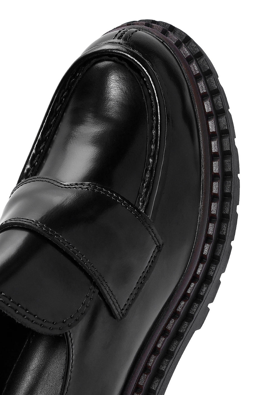 Kadın Siyah Kalın Tabanlı Deri Maskülen Loafer