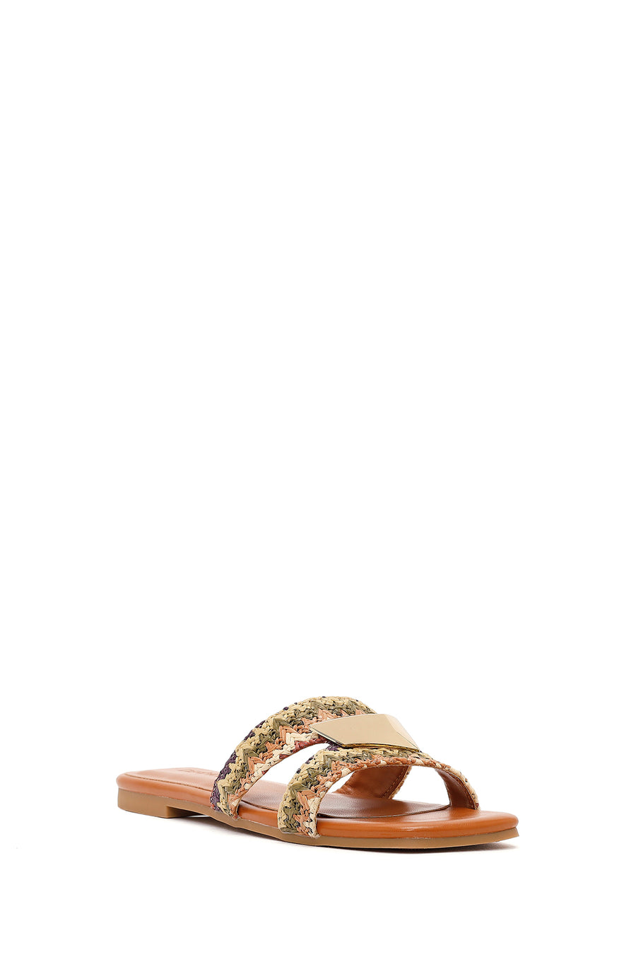 Women's Tan Straw Slippers