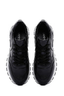 Women's Black Thick Soled Leather Sneaker | Derimod