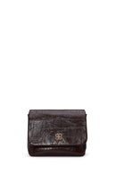 Woman Burgundy Croc-Embossed Crossbody Bag | Derimod