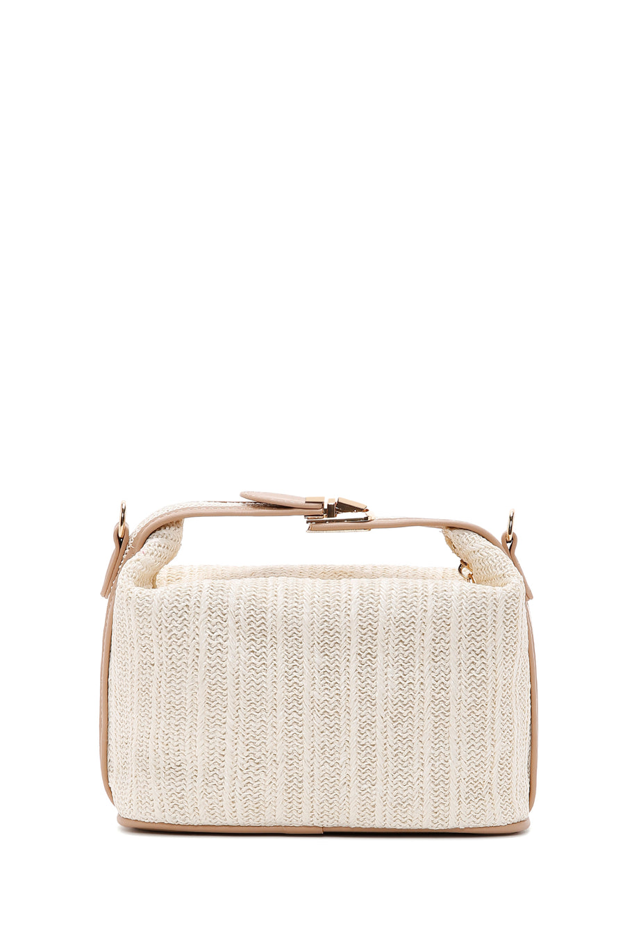 Women's Cream Long Straw Mini Handbag