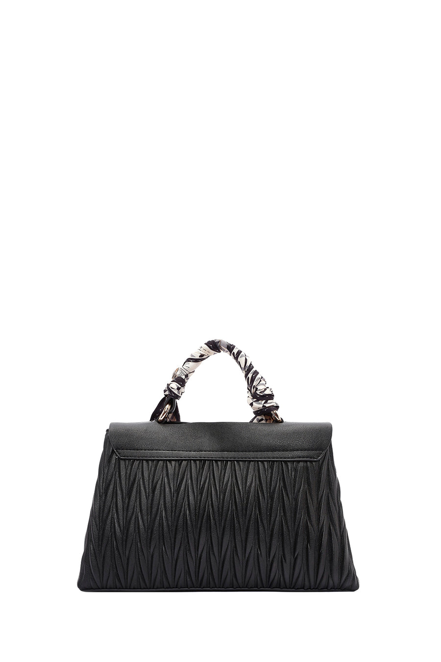 Women's Black Long Strap Handbag with Accessory Detail