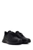 Male Black Lace-Up Thick-Soled Leather Sneaker | Derimod