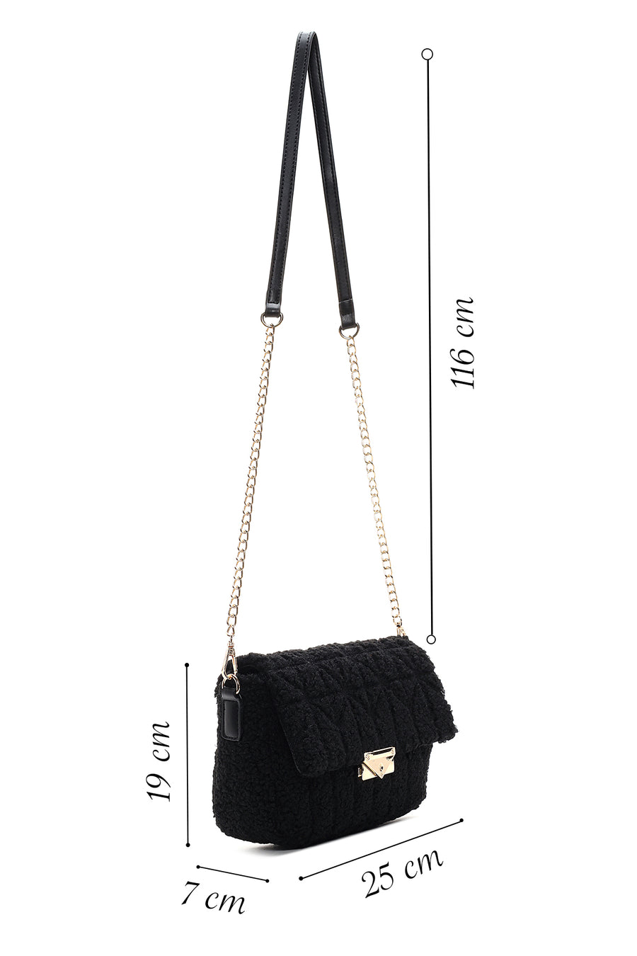 Women's Black Plush Crossbody Bag
