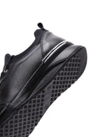 Women's Black Thick Sole Leather Casual Sneaker | Derimod