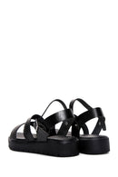 Women's Black Leather Bodrum Sandals | Derimod