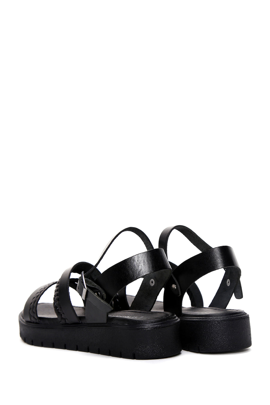 Women's Black Leather Bodrum Sandals