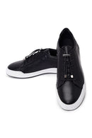 Male Black Lace-Up Thick-Soled Leather Sneaker | Derimod