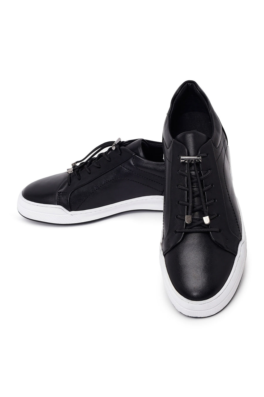 Male Black Lace-Up Leather Sneaker