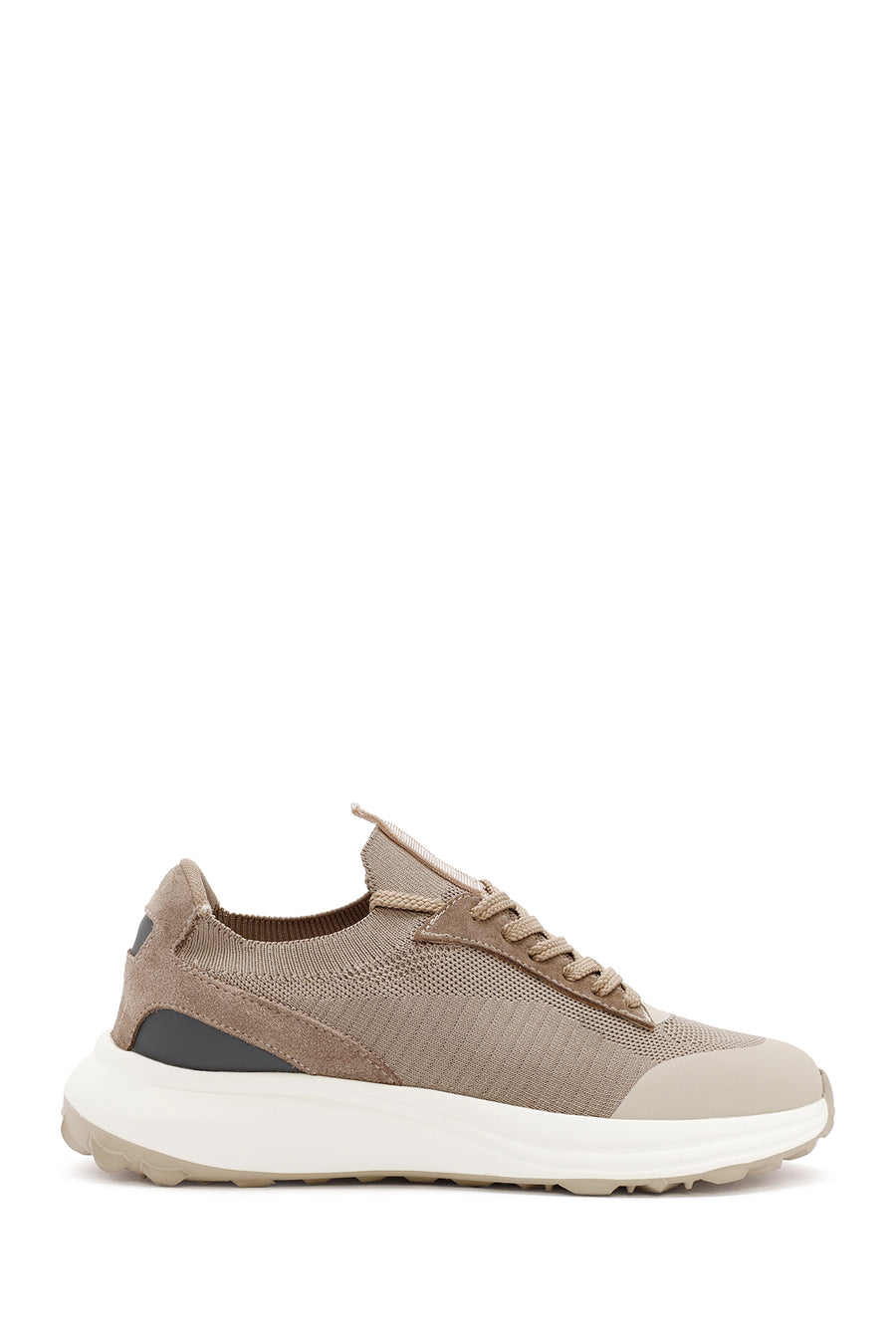 Derimod Zero Men's Beige Lace-Up Thick Soled Fabric Sneaker 24SFD62196F | Derimod