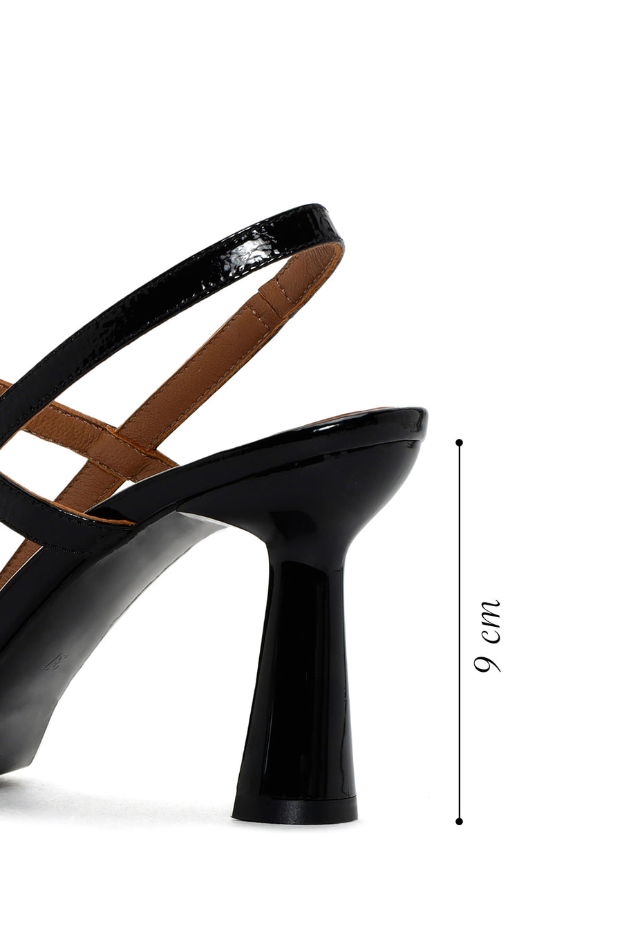 Women's Black Open-Back Heeled Patent Leather Shoes