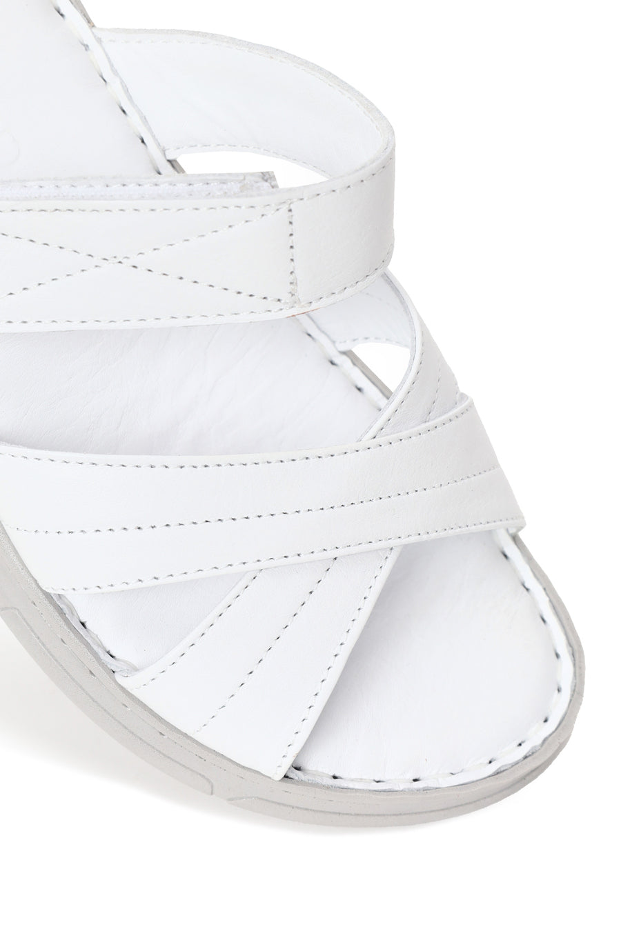 Woman White Wedge-Heel Leather Slipper