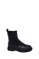 Woman Black Metal Detailed Leather Chelsea Boots | Derimod